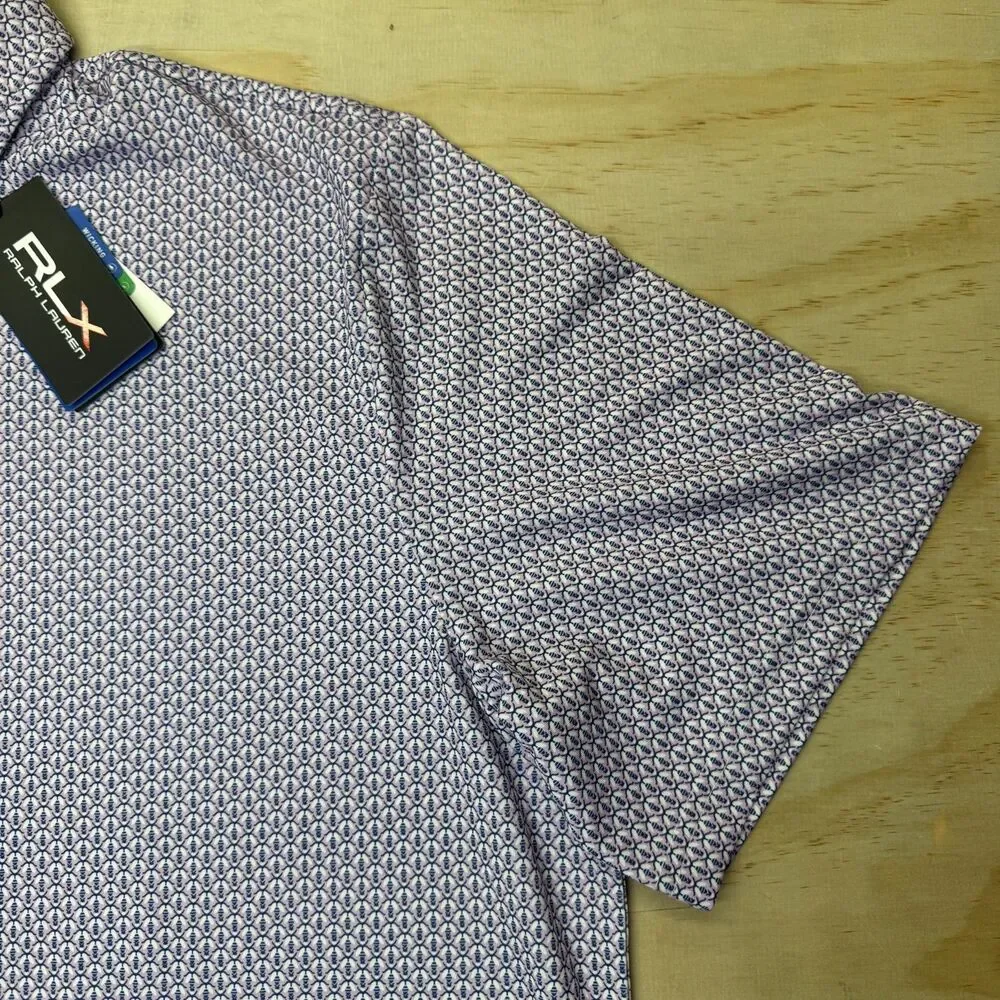 NEW RLX Ralph Lauren Golf Purple Navy Bee Print Performance Polo Shirt XL - Picture 3 of 14
